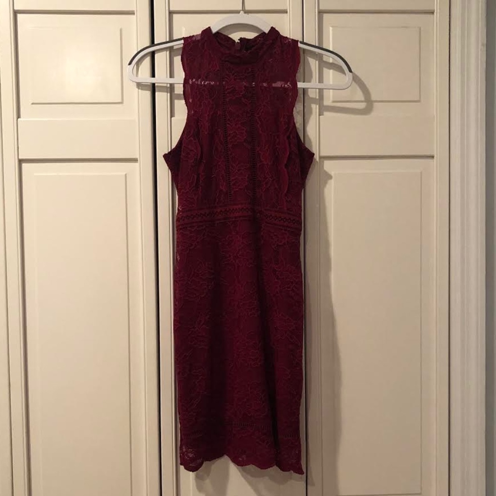 Berry Red Lace Bodycon Mini Dress
